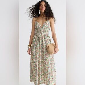 J. Crew V-neck Smocked-Waist Dress in Liberty Fabric Size 0